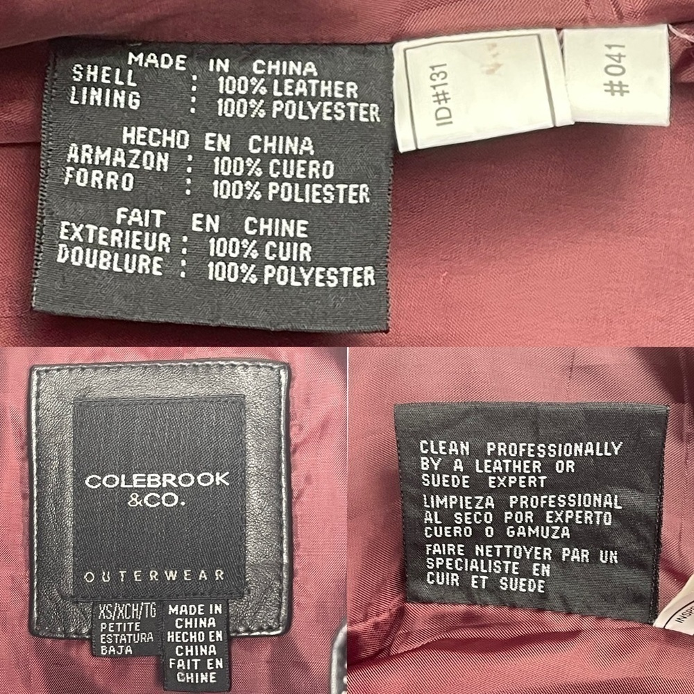 COLEBROOK & COMPANY 90S BLACK LEATHER XS PETITE ZIP UP JACKET - Picture 13 of 13